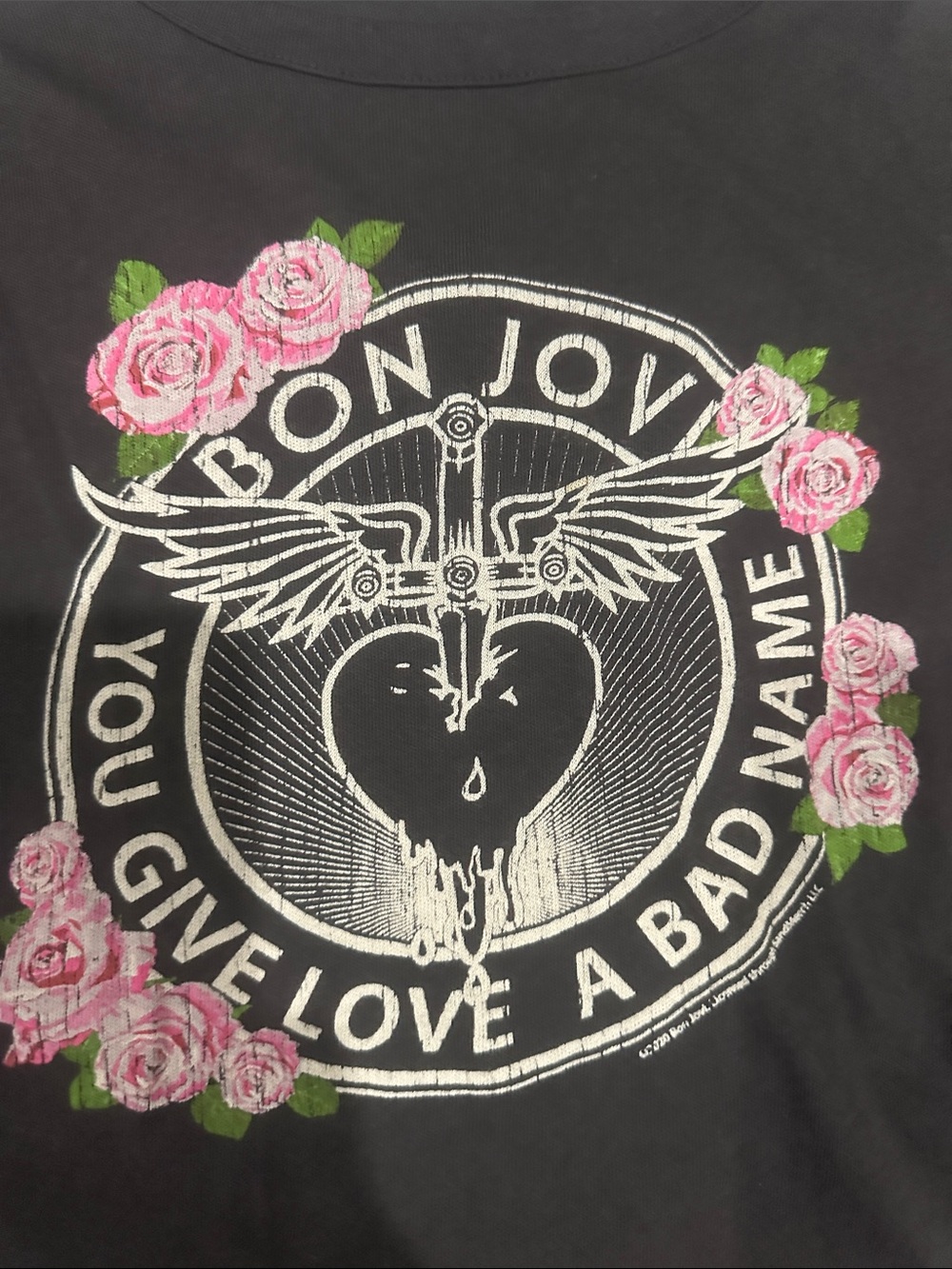 Cha Sor Bon Jovi tee size medium black, worn look - Picture 2 of 10